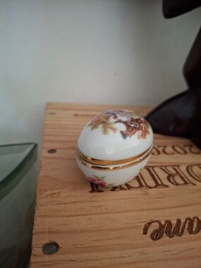 Vintage French Egg-Shaped Trinket Box